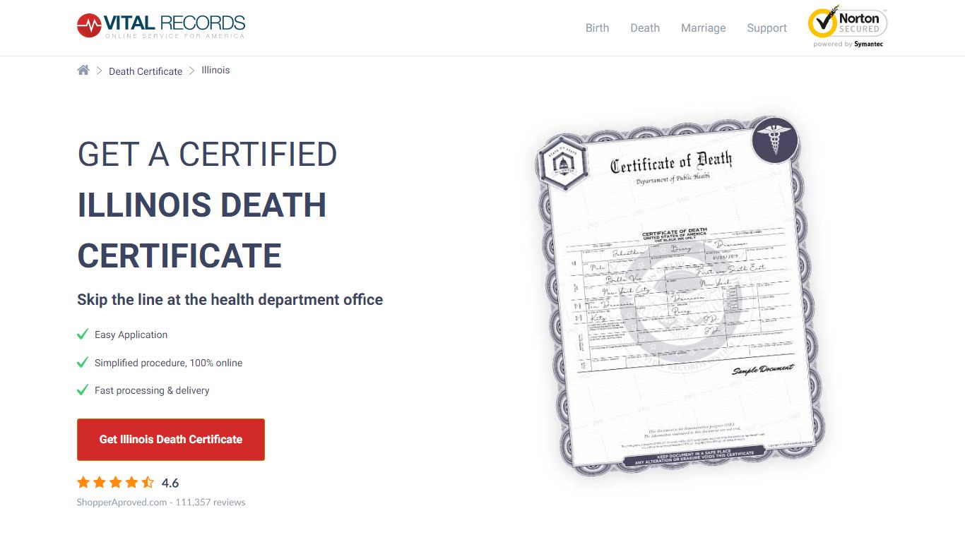Official Illinois Death Certificate | Get Your Death Records